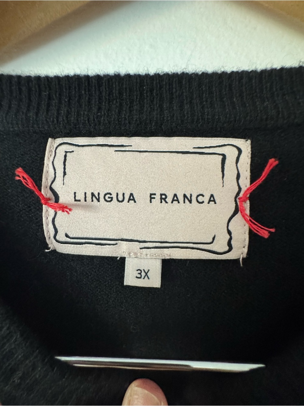 Lingua Franca Black Cardigan Sweater with Red "Read Banned Books" Embroidery - Picture 4 of 5